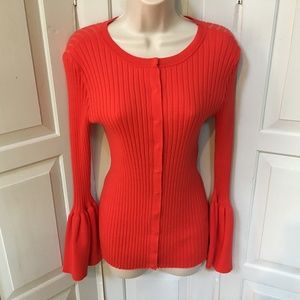 CAbi Orange Sweater w/ Bell Sleeves